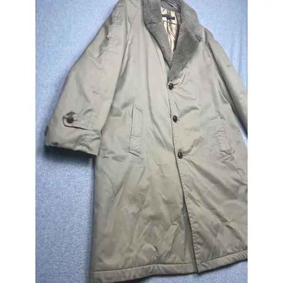 Vintage 70s Brooks Brothers Canvas Over Coat Trench Mens Size 44 Fully Lined